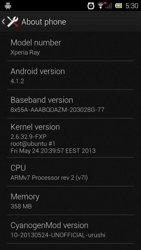Xperia Ray Jelly Bean